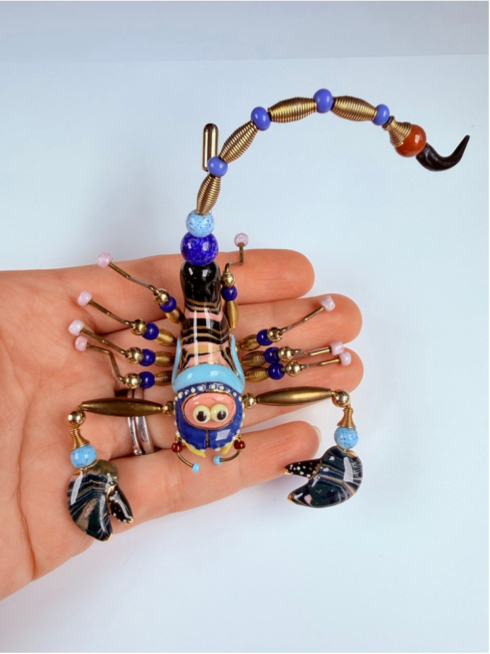 Cynthia Chuang Jewelry 10 Scorpion Insect Porcelain Glass Stick Pin Brooch 3.75" - Picture 10 of 10